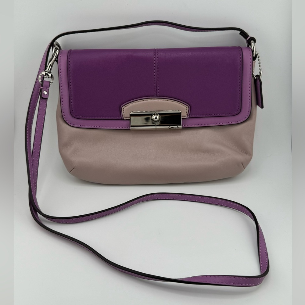 Coach Purple & Mauve Crossbody Bag Leather with Silver Hardware